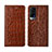 Funda de Cuero Cartera con Soporte Carcasa L01 para Vivo X60 Pro 5G Marron Claro