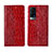 Funda de Cuero Cartera con Soporte Carcasa L01 para Vivo X60 Pro 5G Rojo