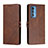 Funda de Cuero Cartera con Soporte Carcasa L02 para Motorola Moto Edge 20 Pro 5G Marron