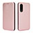 Funda de Cuero Cartera con Soporte Carcasa L02Z para Sharp Aquos Zero5G basic Oro Rosa