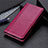 Funda de Cuero Cartera con Soporte Carcasa L03 para Samsung Galaxy S21 Ultra 5G Rojo Rosa