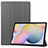 Funda de Cuero Cartera con Soporte Carcasa L03 para Samsung Galaxy Tab S7 Plus 12.4 Wi-Fi SM-T970 Gris
