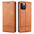 Funda de Cuero Cartera con Soporte Carcasa L08 para Apple iPhone 12 Pro Max Marron Claro