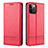 Funda de Cuero Cartera con Soporte Carcasa L08 para Apple iPhone 12 Pro Max Rojo