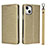 Funda de Cuero Cartera con Soporte Carcasa L08 para Apple iPhone 13 Oro