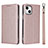 Funda de Cuero Cartera con Soporte Carcasa L08 para Apple iPhone 13 Oro Rosa