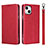 Funda de Cuero Cartera con Soporte Carcasa L08 para Apple iPhone 13 Rojo