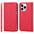 Funda de Cuero Cartera con Soporte Carcasa L08 para Apple iPhone 14 Pro Rojo