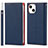 Funda de Cuero Cartera con Soporte Carcasa L09 para Apple iPhone 14 Plus Azul