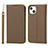 Funda de Cuero Cartera con Soporte Carcasa L10 para Apple iPhone 13 Mini Marron