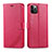 Funda de Cuero Cartera con Soporte Carcasa L11 para Apple iPhone 12 Pro Rosa Roja
