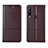 Funda de Cuero Cartera con Soporte Carcasa L12 para Huawei Y7p Marron