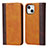 Funda de Cuero Cartera con Soporte Carcasa L13 para Apple iPhone 13 Marron