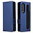 Funda de Cuero Cartera con Soporte Carcasa L14Z para Samsung Galaxy Z Fold4 5G Azul