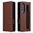 Funda de Cuero Cartera con Soporte Carcasa L14Z para Samsung Galaxy Z Fold4 5G Marron