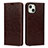 Funda de Cuero Cartera con Soporte Carcasa L17 para Apple iPhone 13 Mini Marron