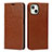 Funda de Cuero Cartera con Soporte Carcasa L17 para Apple iPhone 13 Mini Marron Claro