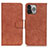 Funda de Cuero Cartera con Soporte Carcasa L27 para Apple iPhone 14 Pro Marron