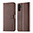 Funda de Cuero Cartera con Soporte Carcasa LC1 para Samsung Galaxy A14 5G Marron