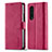Funda de Cuero Cartera con Soporte Carcasa LC1 para Samsung Galaxy Z Fold4 5G Rosa Roja
