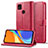 Funda de Cuero Cartera con Soporte Carcasa LC2 para Xiaomi Redmi 9C NFC Rosa Roja
