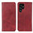 Funda de Cuero Cartera con Soporte Carcasa M17L para Samsung Galaxy S22 Ultra 5G Rojo