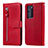Funda de Cuero Cartera con Soporte Carcasa N01 para Huawei P40 Pro Rojo