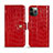 Funda de Cuero Cartera con Soporte Carcasa N02 para Apple iPhone 12 Pro Rojo