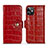 Funda de Cuero Cartera con Soporte Carcasa N02 para Apple iPhone 12 Rojo