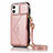 Funda de Cuero Cartera con Soporte Carcasa N03 para Apple iPhone 12 Mini Oro Rosa