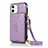 Funda de Cuero Cartera con Soporte Carcasa N03 para Apple iPhone 12 Mini Purpura Claro