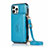 Funda de Cuero Cartera con Soporte Carcasa N03 para Apple iPhone 12 Pro Max Azul Cielo