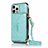 Funda de Cuero Cartera con Soporte Carcasa N03 para Apple iPhone 12 Pro Max Cian