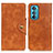 Funda de Cuero Cartera con Soporte Carcasa N03P para Motorola Moto Edge 30 5G Marron