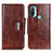 Funda de Cuero Cartera con Soporte Carcasa N04P para Motorola Moto E20 Marron