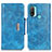 Funda de Cuero Cartera con Soporte Carcasa N04P para Motorola Moto E40 Azul Cielo