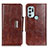 Funda de Cuero Cartera con Soporte Carcasa N04P para Motorola Moto G60s Marron