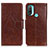 Funda de Cuero Cartera con Soporte Carcasa N05P para Motorola Moto E20 Marron