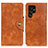 Funda de Cuero Cartera con Soporte Carcasa N06P para Samsung Galaxy S22 Ultra 5G Marron