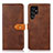 Funda de Cuero Cartera con Soporte Carcasa N07P para Samsung Galaxy S22 Ultra 5G Marron