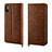 Funda de Cuero Cartera con Soporte Carcasa P03 para Apple iPhone X Marron