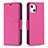 Funda de Cuero Cartera con Soporte Carcasa para Apple iPhone 14 Plus Rosa Roja