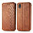 Funda de Cuero Cartera con Soporte Carcasa S01D para Samsung Galaxy A01 Core Marron