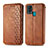 Funda de Cuero Cartera con Soporte Carcasa S01D para Samsung Galaxy F41 Marron