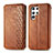 Funda de Cuero Cartera con Soporte Carcasa S01D para Samsung Galaxy S22 Ultra 5G Marron