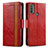 Funda de Cuero Cartera con Soporte Carcasa S02D para Motorola Moto E20 Rojo