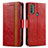 Funda de Cuero Cartera con Soporte Carcasa S02D para Motorola Moto E40 Rojo