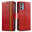 Funda de Cuero Cartera con Soporte Carcasa S02D para Motorola Moto Edge 20 5G Rojo