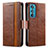 Funda de Cuero Cartera con Soporte Carcasa S02D para Motorola Moto Edge 30 5G Marron