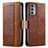 Funda de Cuero Cartera con Soporte Carcasa S02D para Motorola Moto Edge Lite 5G Marron